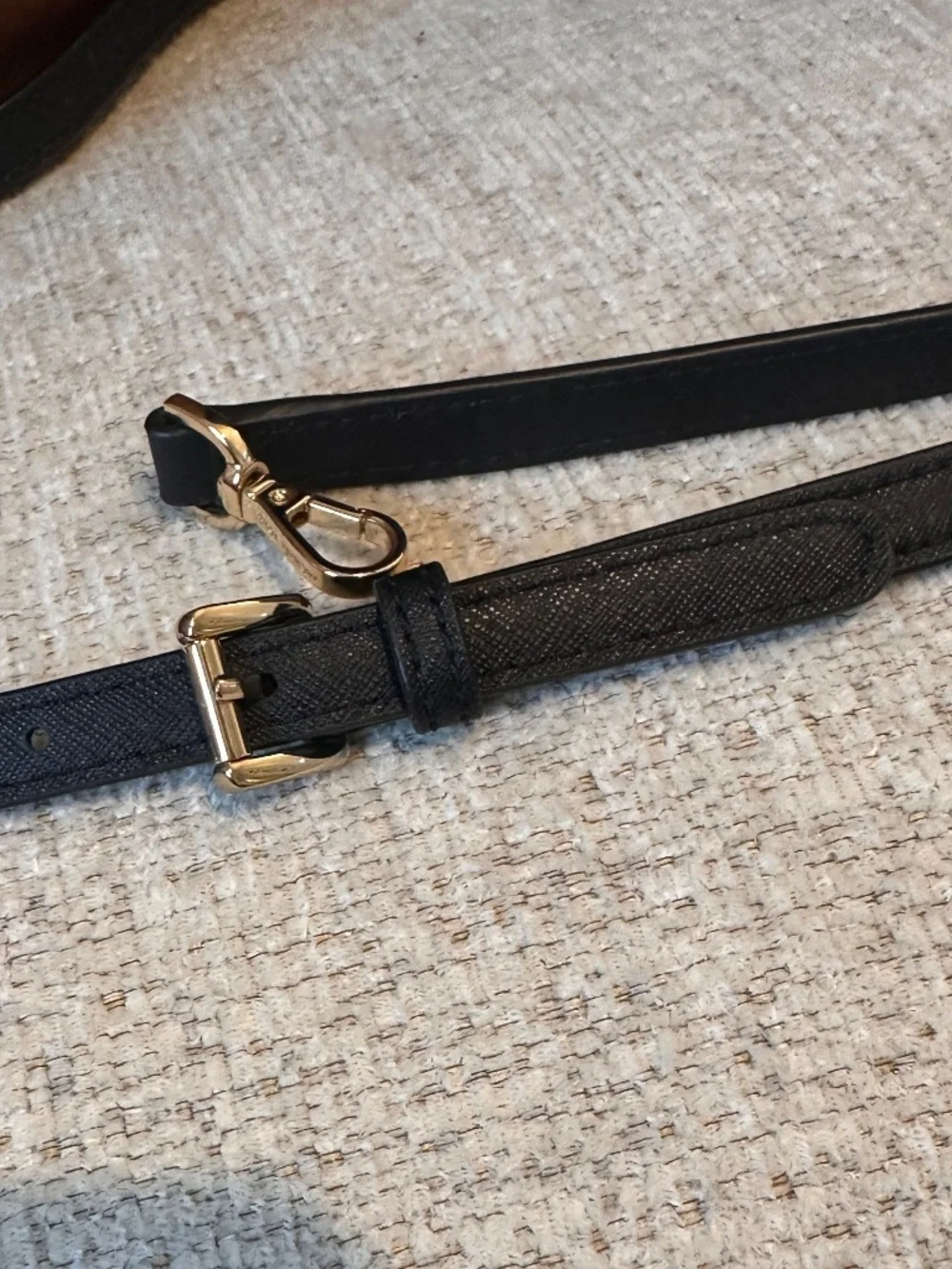 Michael Kors Black Crossgrain Leather Adjustable Crossbody Replacement Strap